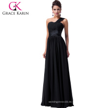 Grace Karin Prom Kleider 2016 Party Lange Abendkleider Eine Schulter Graduierung Maxi Schwarz Abendkleid CL6022-2